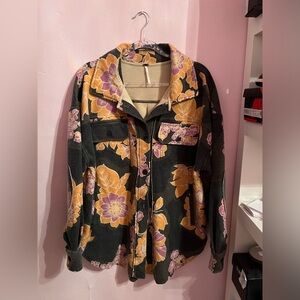 FREE PEOPLE RARE FLORAL RUBY JACKET BUTTON UP